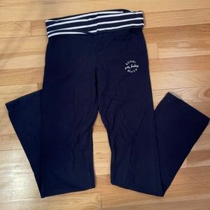 Navy Gilly Hicks Flare Leggings with Striped Band